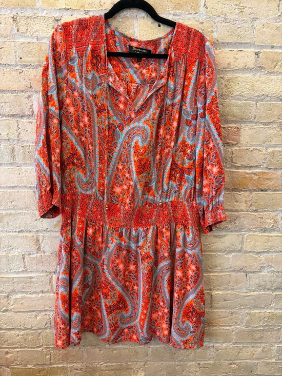 Juicy Couture Dresses & Skirts - Juicy Couture Orange and Turquoise Paisley Long Sleeve Dress
